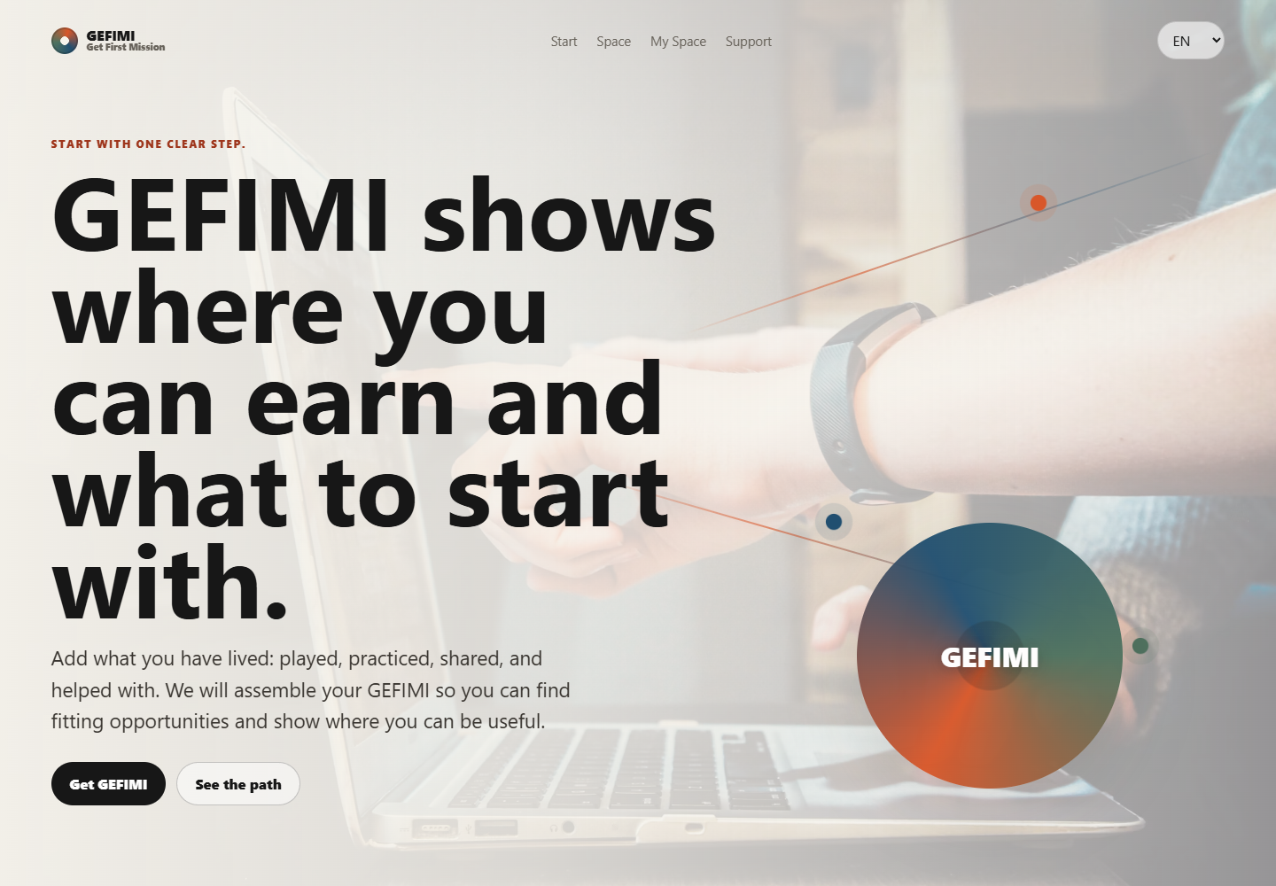 Gefimi public start screen